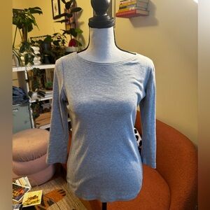 Talbots Gray Fitted 3/4 Sleeve Blouse
